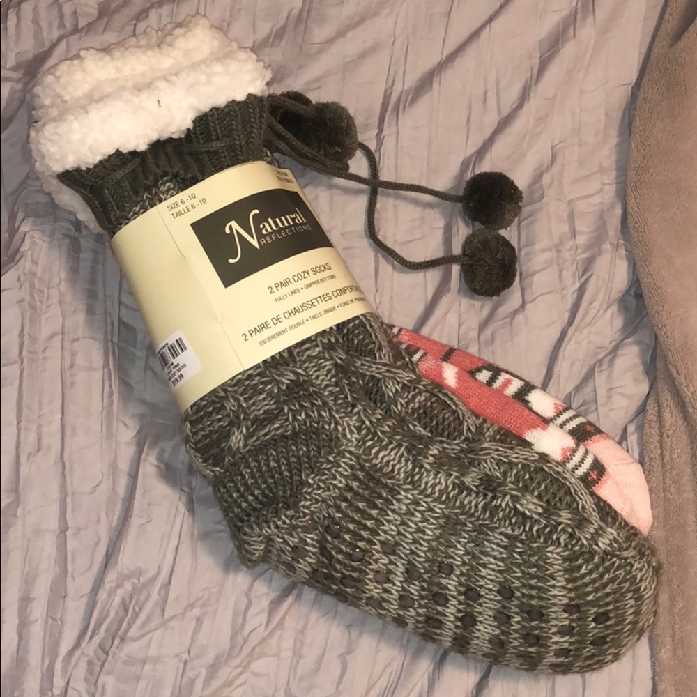 2 Pair Cozy Socks/Slipper Socks